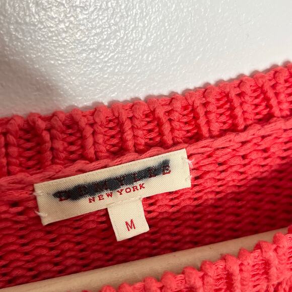 Demylee New York Pullover Sweater Womens Medium Coral 3/4 Sleeve Cropped Cotton - Picture 5 of 9
